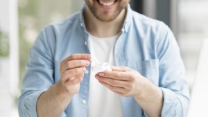 close up man with airpods close up man with airpods