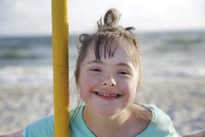 portrait down syndrome girl smiling portrait down syndrome girl smiling